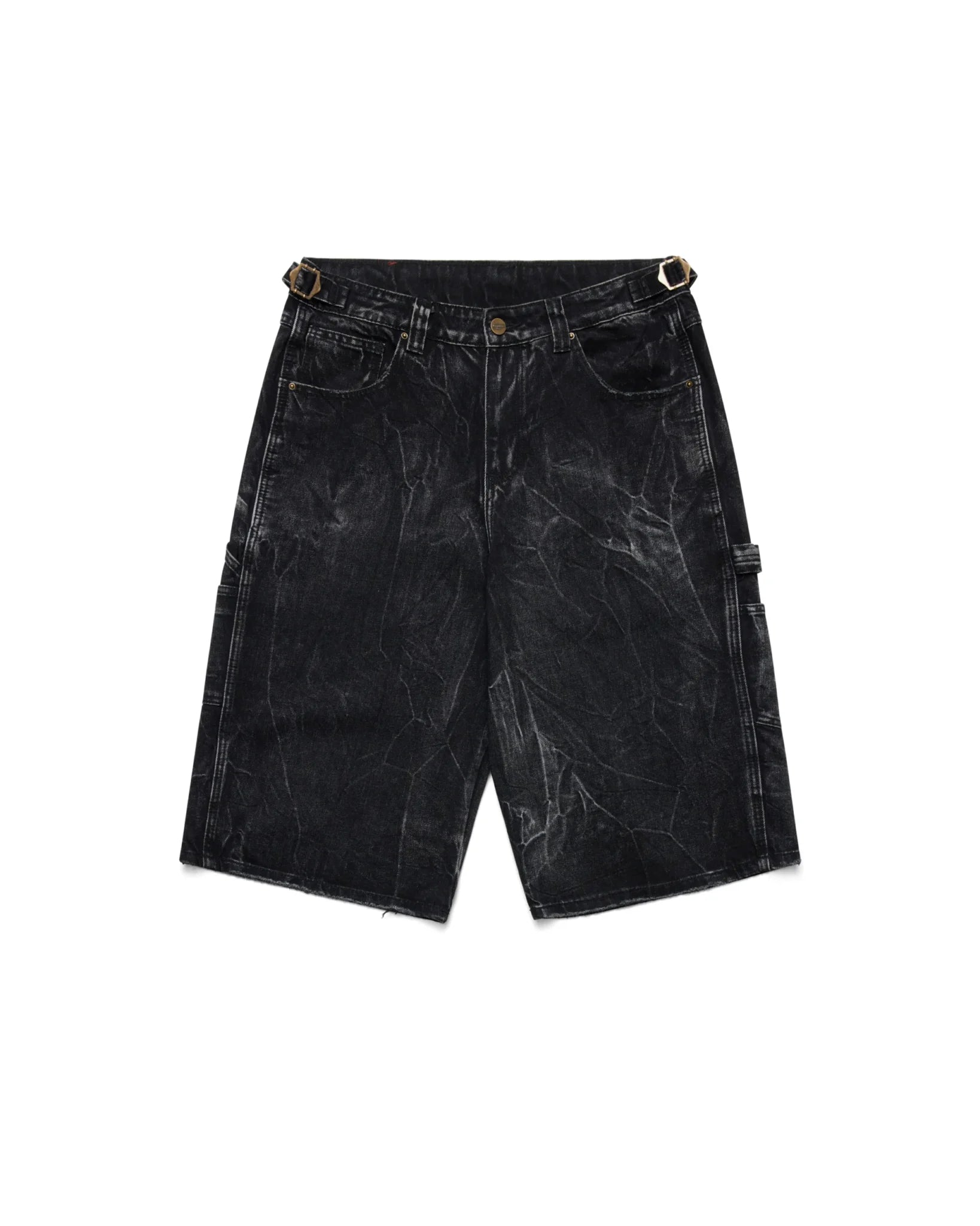 Shinzo Brand Sagyōgi Black Washed Phat Cut Denim Shorts