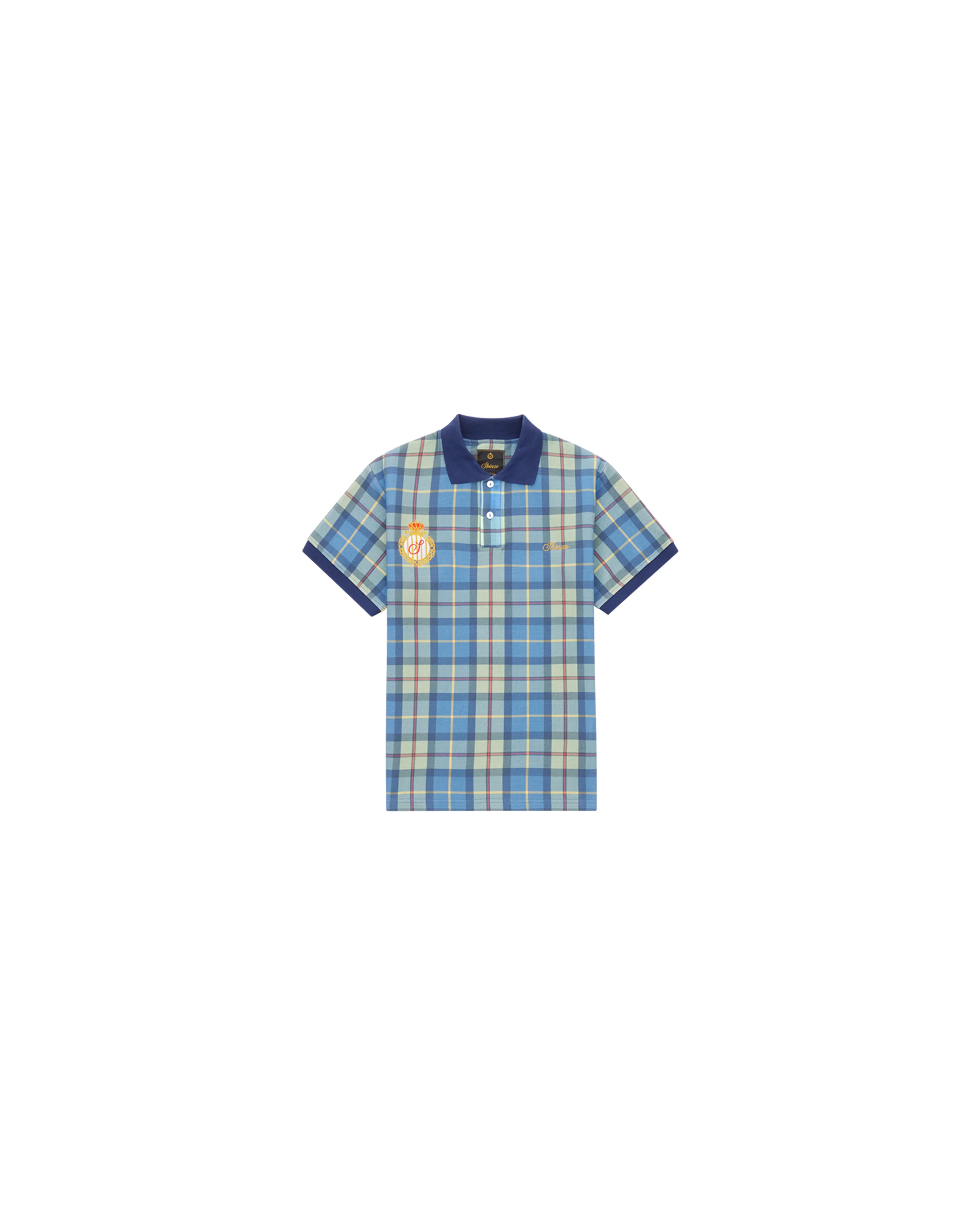 Cotton Pique Plaid Polo T-Shirt