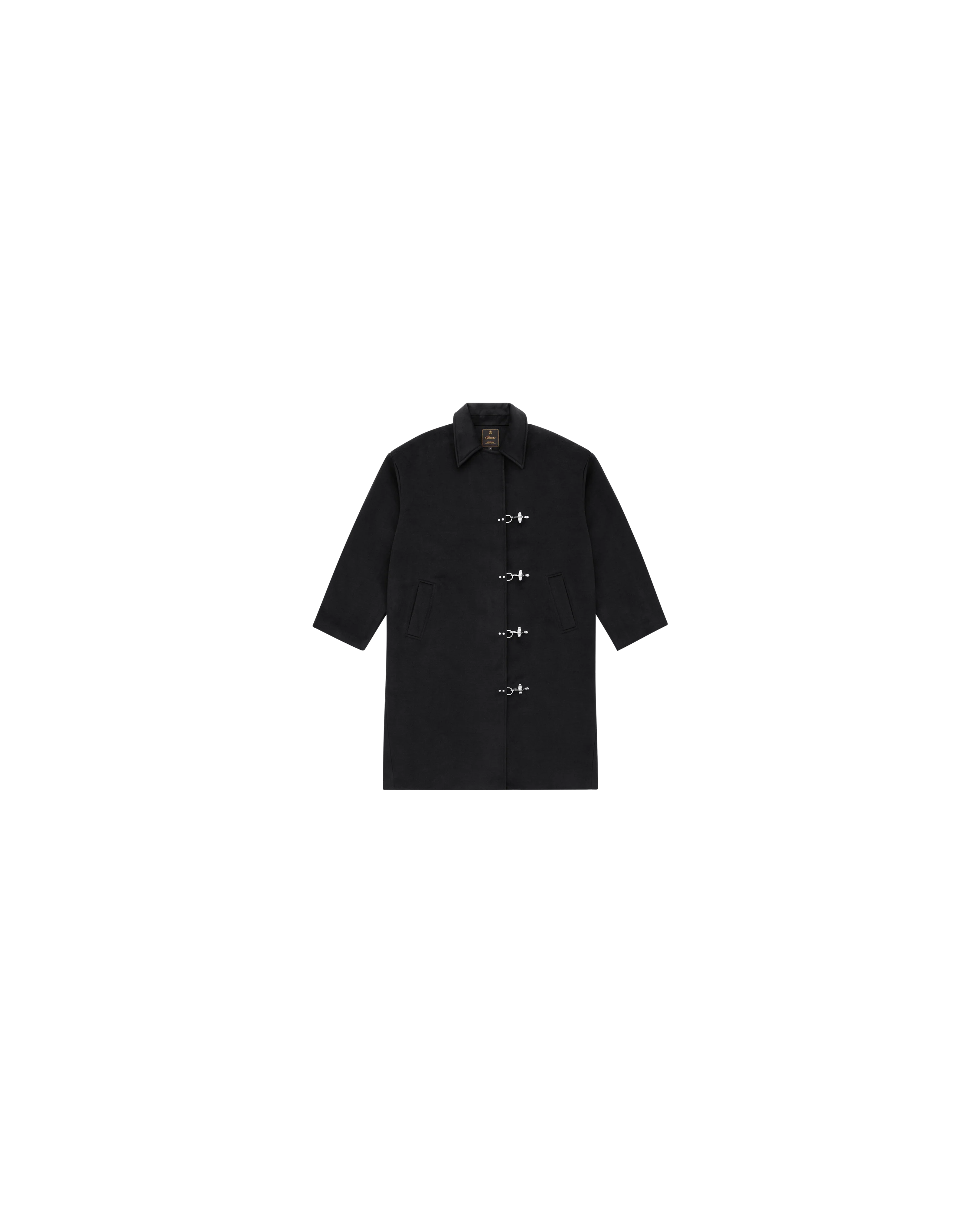 Black Wool Clasp Trench Coat