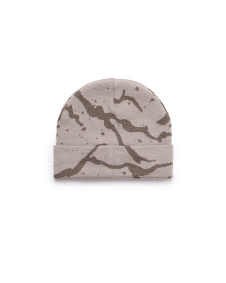 Shinzo Brand Pattern Beanie Light Brown