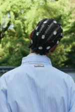 Hattori Asymmetrical Blue Pinstripe Button Up Shirting