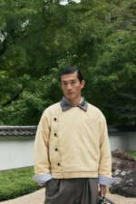 15oz Beige Canvas Cowhide Collar Workwear Jacket