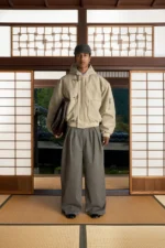 Gyokudō Light Brown Adjustable Pleated Wide Leg Wool Suit Pants