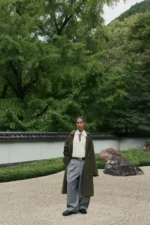 Green Wool Clasp Trench Coat