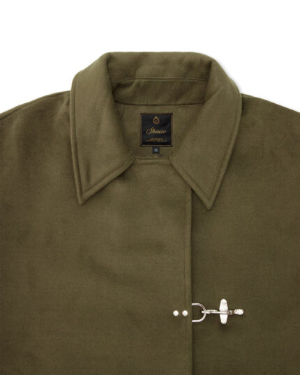 Green Wool Clasp Trench Coat