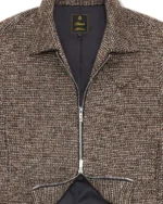 Brown Speckled Wool Zip Up Jacket