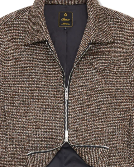 Brown Speckled Wool Zip Up Jacket