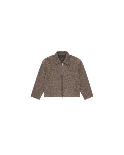 Brown Speckled Wool Zip Up Jacket