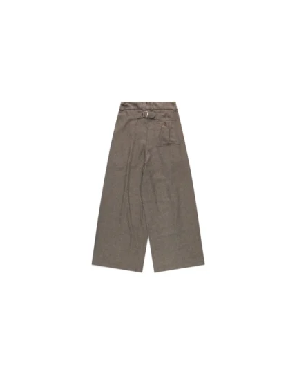 Gyokudō Light Brown Adjustable Pleated Wide Leg Wool Suit Pants