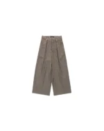 Gyokudō Light Brown Adjustable Pleated Wide Leg Wool Suit Pants