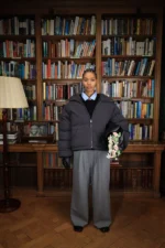 Ukiyo Grey Pleated Wide Leg Pinstripe Pants